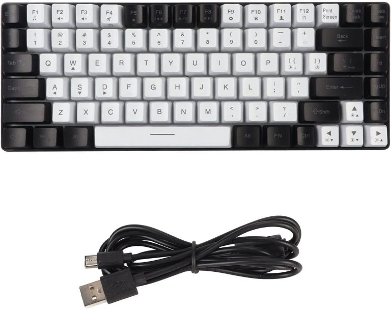 SUNGOOYUE RGB Backlit Gaming Keyboard, Type C USB Wired 84 Keys Curved Wired Keyboard for Office Gaming (White)