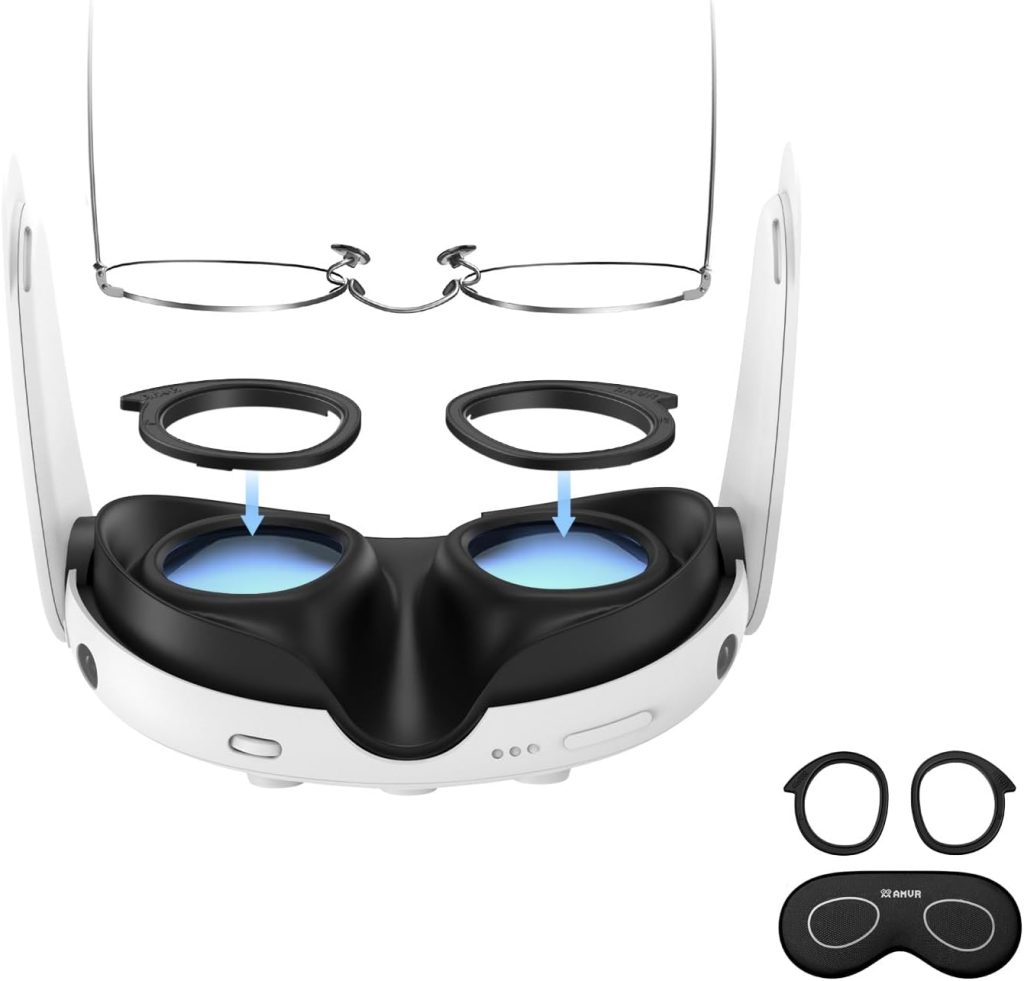 AMVR Lens Protector Set Compatible with Meta/Oculus Quest 3 Accessories,Glasses Spacer for Quest 3 Lenses,Soft Silicone Rings Protect Prescription Glasses(Only Spacer Frame, No Lenses) AMVR Lens Protector Set Compatible with Meta/Oculus Quest 3 Accessories,Glasses Spacer for Quest 3 Lenses,Soft Silicone Rings Protect Prescription Glasses(Only Spacer Frame, No Lenses)