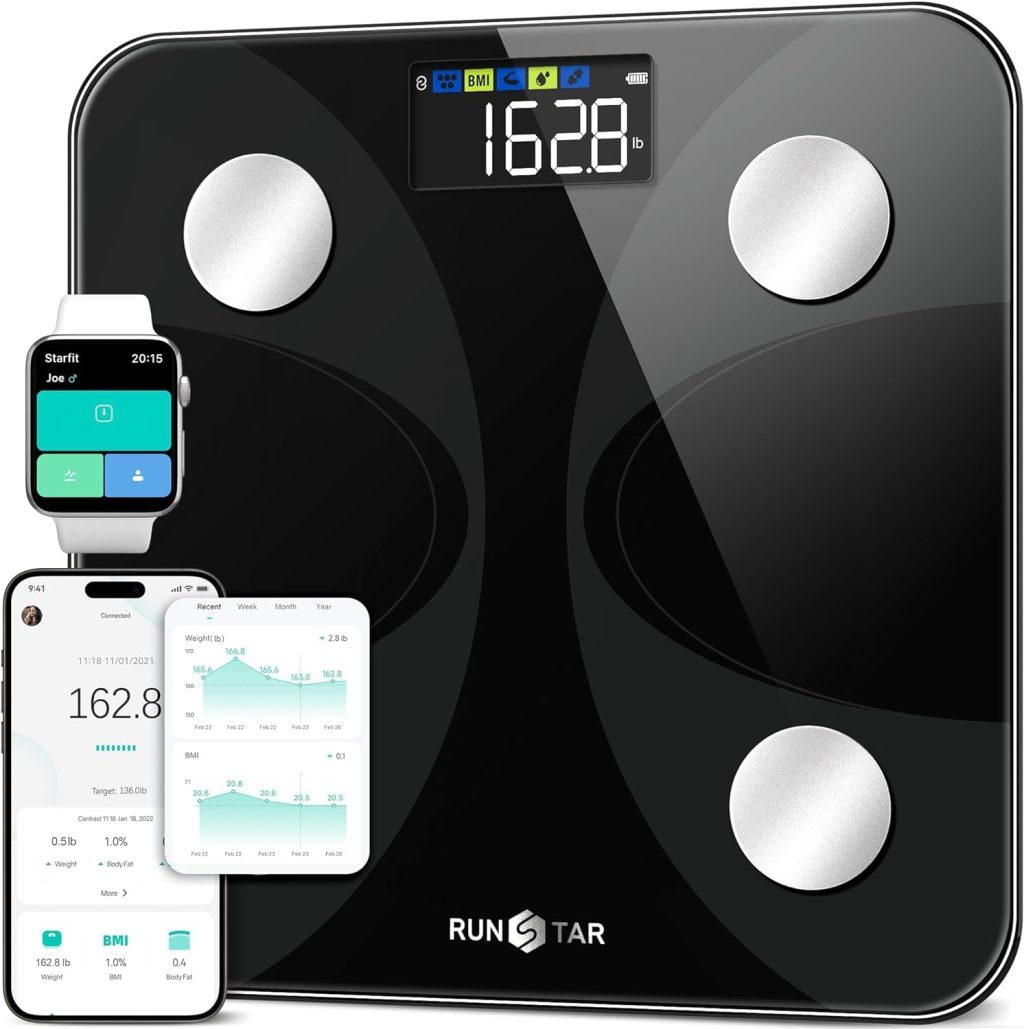 Scale for Body Weight and Fat Percentage, RunSTAR Digital Accurate Bathroom Smart Scale with Large Display, FSA&HSA Eligible 13 Body Composition Analyzer Sync App Scale for Body Weight and Fat Percentage, RunSTAR Digital Accurate Bathroom Smart Scale with Large Display, FSA&HSA Eligible 13 Body Composition Analyzer Sync App
