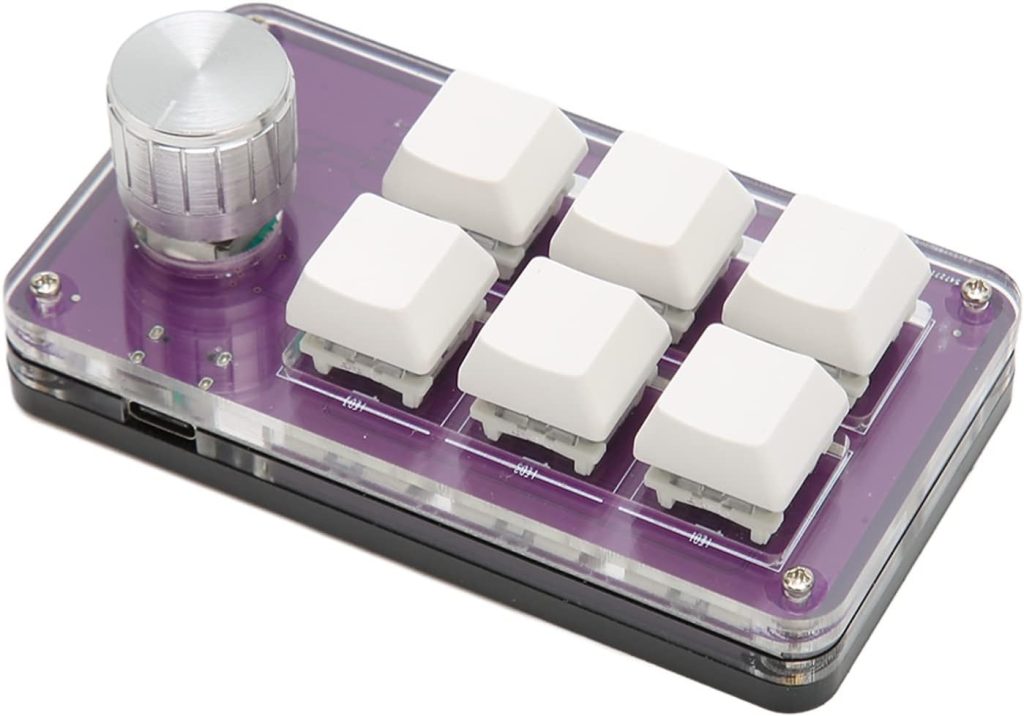 Zyyini Programmable Keyboard, 6 Key One Handed Mechanical Keyboard with Knob,Poortable Multifunctional Mechanical Gaming Keypad for Gaming Office (Transparent) Zyyini Programmable Keyboard, 6 Key One Handed Mechanical Keyboard with Knob,Poortable Multifunctional Mechanical Gaming Keypad for Gaming Office (Transparent)