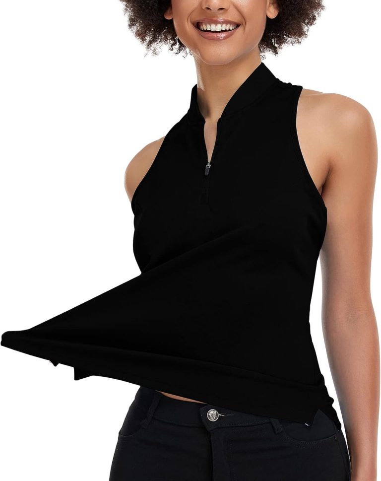 Women’s Golf Shirt Sleeveless, V Neck Raceerback Polo Shirts Moisture Wicking, Quick Dry Ladies Tennis T Shirts