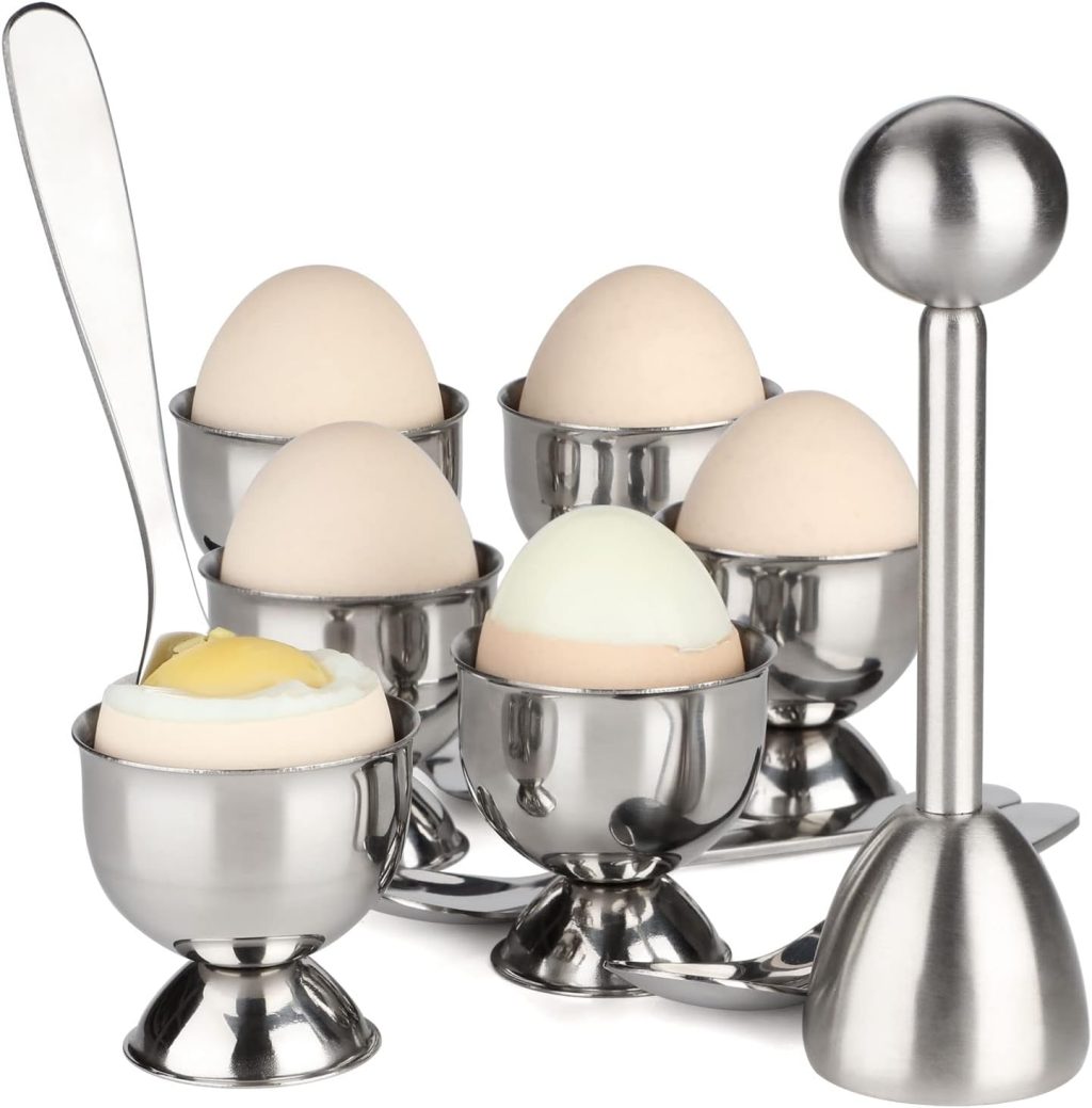 Egg Cups for Soft Boiled Eggs Holder – Egg Cracker Topper Tool Set Includes 6 Egg Cups, 6 Egg Spoons, 1 Egg Cracker Topper Perfect Egg Cutter Tool for Breakfast Egg Cups for Soft Boiled Eggs Holder – Egg Cracker Topper Tool Set Includes 6 Egg Cups, 6 Egg Spoons, 1 Egg Cracker Topper Perfect Egg Cutter Tool for Breakfast