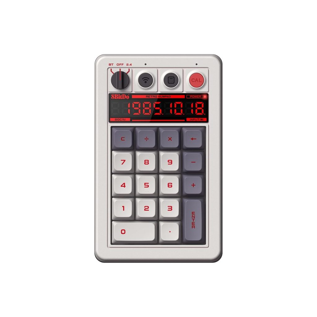 8BitDo Retro 18 Mechanical Numpad, Supports Calculator Mode, Bluetooth/2.4G/Wired Numpad for Windows and Android – N Edition 8BitDo Retro 18 Mechanical Numpad, Supports Calculator Mode, Bluetooth/2.4G/Wired Numpad for Windows and Android – N Edition