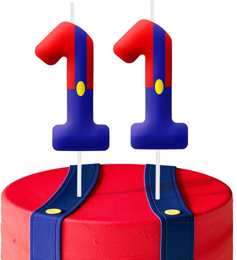 Blue Red 11th Birthday Number Candles, Number 11 Candle Cake Topper Decorations for Cartoon Game Themed Parties, Birthday Cake Candles for Boys Girls Kids Party Supplies