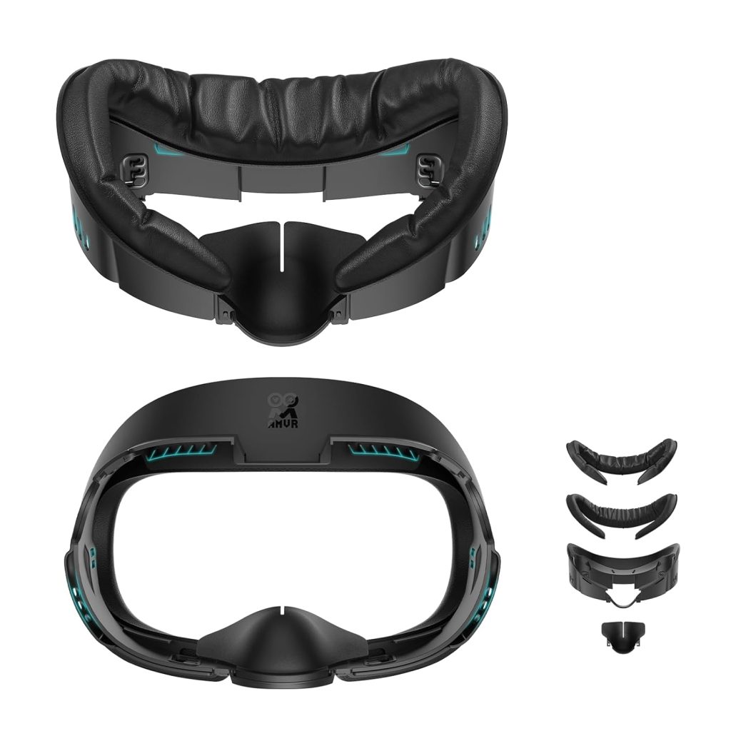 AMVR Face Cover Pad Facial Interface Compatible with Meta/Oculus Quest 3 Accessories, with Soft PU Face Cushion Pad Replacement for Quest 3 and Breathable Ice Silk Cotton, Air-Circulation Design AMVR Face Cover Pad Facial Interface Compatible with Meta/Oculus Quest 3 Accessories, with Soft PU Face Cushion Pad Replacement for Quest 3 and Breathable Ice Silk Cotton, Air-Circulation Design