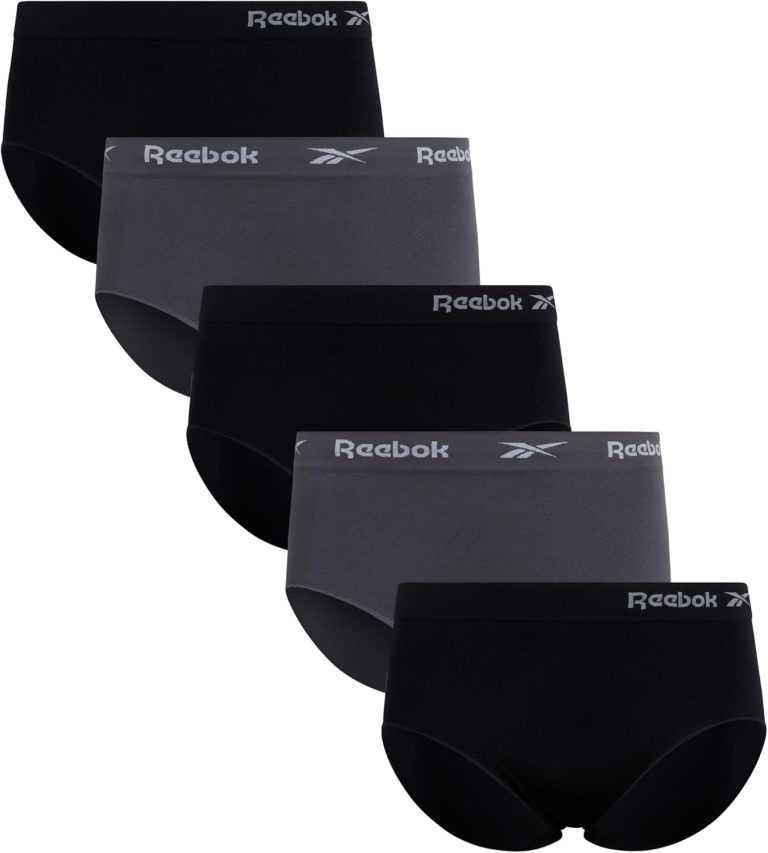 Reebok Women’s Plus Size Briefs – 5 Pack Performance High Waisted Underwear for Women, Designed to Fit Your Curves (1X-3X)