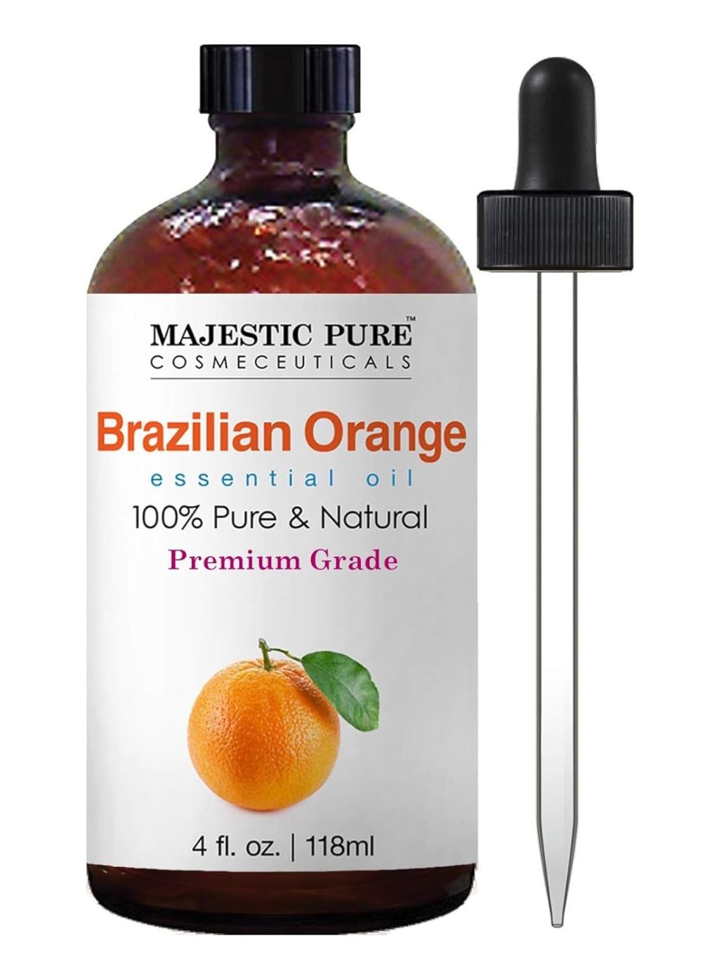 MAJESTIC PURE Brazilian Orange Essential Oil | 100% Pure and Natural | Premium Grade Essential Oils for Hair Care, Home Diffusers, Skin, Aromatherapy, Massage and Humidifiers | 4 Fl Oz MAJESTIC PURE Brazilian Orange Essential Oil | 100% Pure and Natural | Premium Grade Essential Oils for Hair Care, Home Diffusers, Skin, Aromatherapy, Massage and Humidifiers | 4 Fl Oz