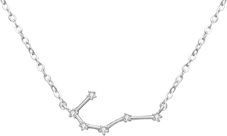 BriLove Gifts for Mom Women 925 Sterling Silver CZ Horoscope Zodiac 12 Constellation Astrology Pendant Necklace for Mothers Day/Valentines Day/Birthday/Christmas/Anniversary
