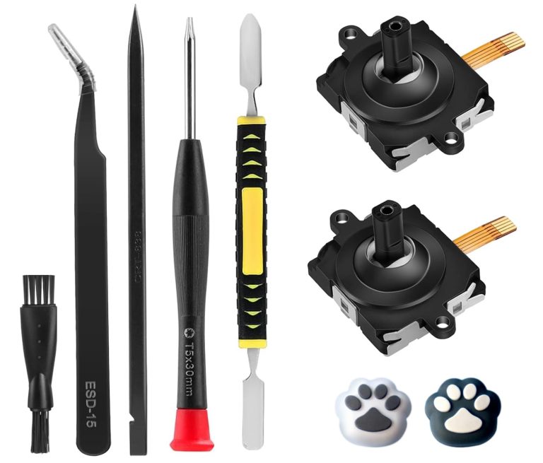 Rzkipdy Joystick Replacement for Oculus Quest 2 Controller – Upgraded Gen 3 OEM Analog Stick Thumbstick Parts Repair Tool Kit Accessories with T5 Screwdriver, Thumb Caps, Tweezers, Pry Tool