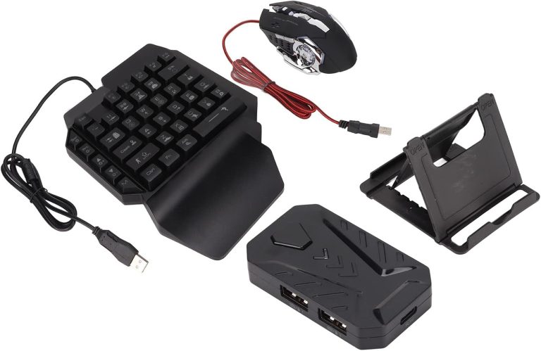 Hilitand One-Handed RGB Gaming Keyboard Mouse and BT Converter Combo, Wired 35 Keys LED Backlit Keyboard, 6 Keys Gaming Mouse and Converter for /3, for Switch, PC(Black)