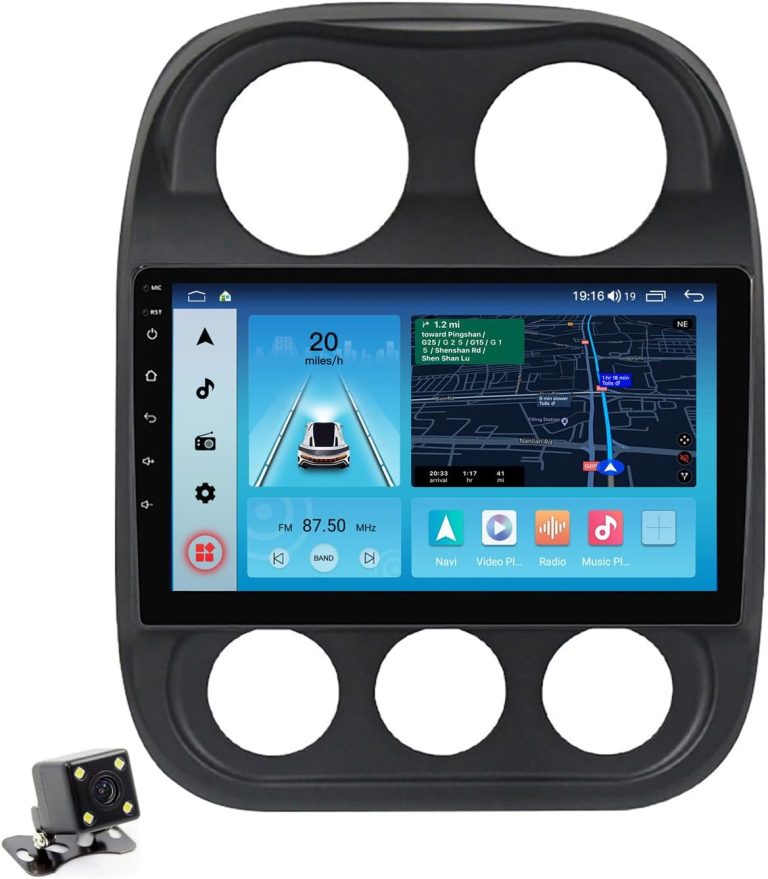 Fellostar Radio Stereo Upgrade for Jeep Patriot Compass 2010-2016(Auto AC) with Carplay and Android Auto 10 Inch Head Unit Touch Screen DSP IPS Bluetooth GPS Navigation(8-Core 2GB RAM 32GB ROM)
