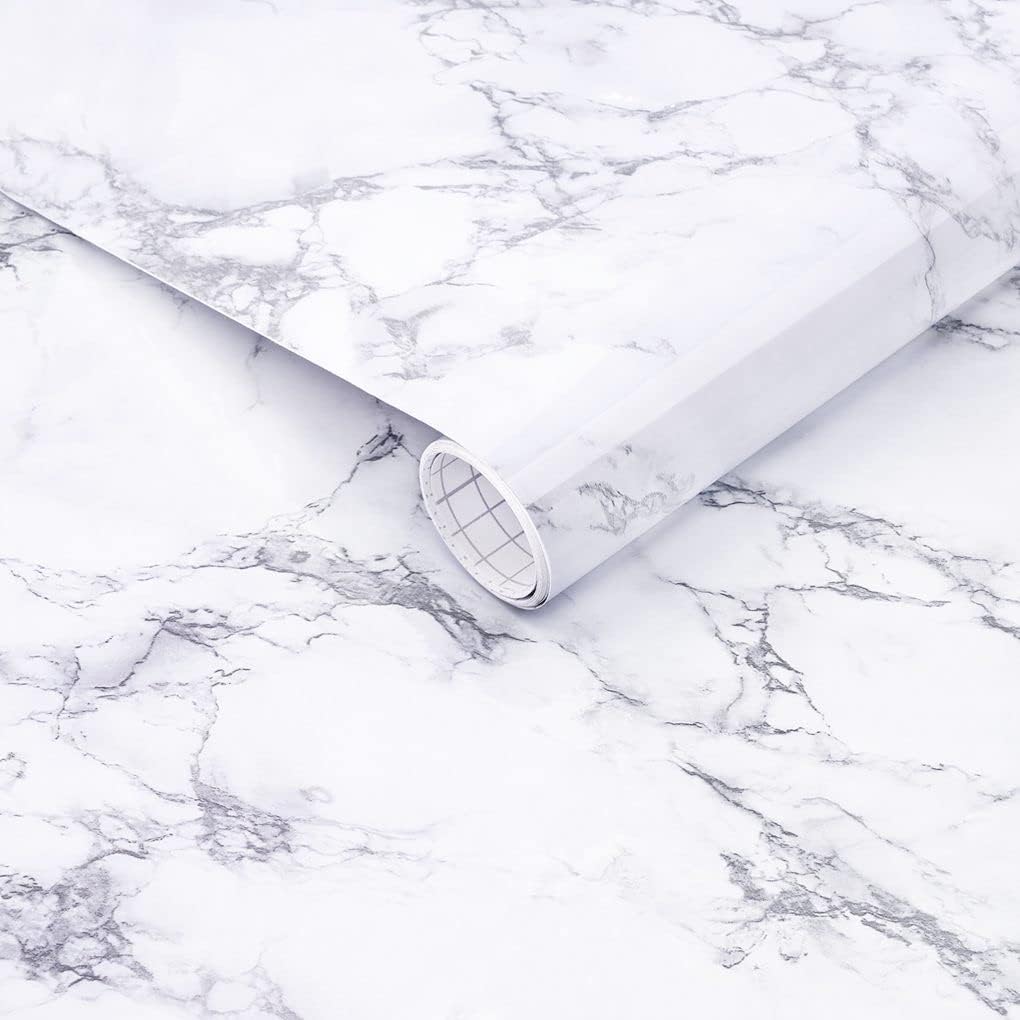 Arthome Marble Paper,23.6×200 inch Self Adhesive Wallpaper Waterproof Gloss PVC Vinyl, Oil Proof,White/Gray Granite Paper,Marble Vinyl Paper for Furniture Cover Surface,Countertop,Kitchen,Shelf Liner Arthome Marble Paper,23.6×200 inch Self Adhesive Wallpaper Waterproof Gloss PVC Vinyl, Oil Proof,White/Gray Granite Paper,Marble Vinyl Paper for Furniture Cover Surface,Countertop,Kitchen,Shelf Liner