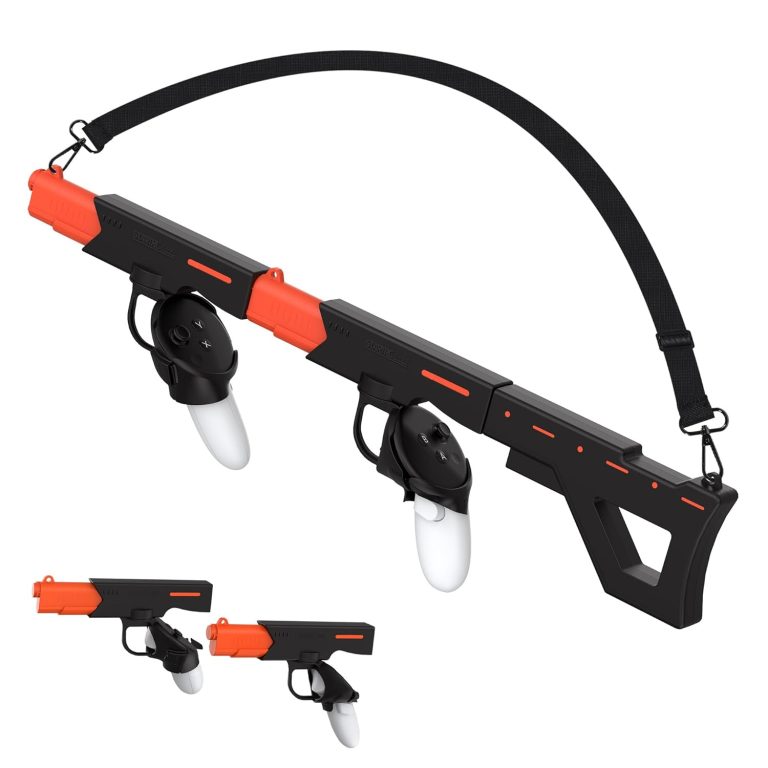 AIJUNCT Gunstock for Quest 3S / Quest 3 Gun Stock Suitable for Oculus Meta Quest 3, Rifle-Like or Dual-Pistol Handle Accessories Connect to Touch Controller, Enhance Real Feeling & VR Gaming (Black)
