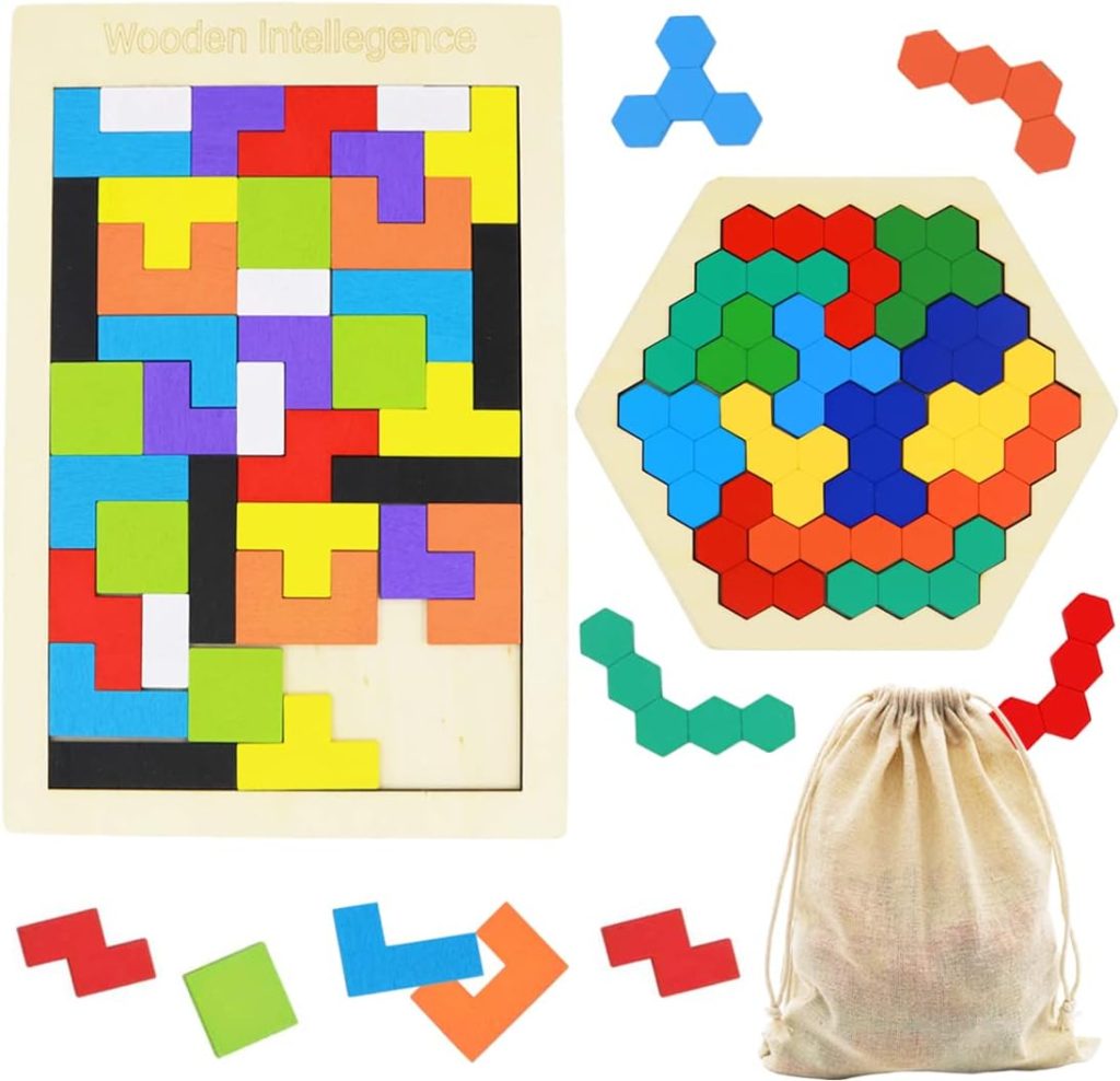 2 Pack Wooden Russian Blocks Puzzle + Hexagon Puzzles for Kids & Adults, Wooden Block Puzzle Intelligence Brain Teasers Toy Logic Game STEM Educational Gift for Children 2 Pack Wooden Russian Blocks Puzzle + Hexagon Puzzles for Kids & Adults, Wooden Block Puzzle Intelligence Brain Teasers Toy Logic Game STEM Educational Gift for Children