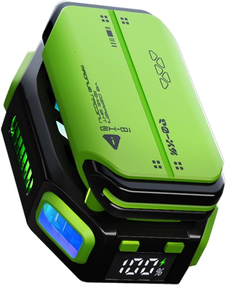 Magnetic Phone Cooler with Rechargeable Battery, LED Cooling Fan with Semiconductor Cooling,Phone Cooler with Power Display, Suitable for Phone Gaming Enthusiasts, Live Broadcast Crowd Network (Green)