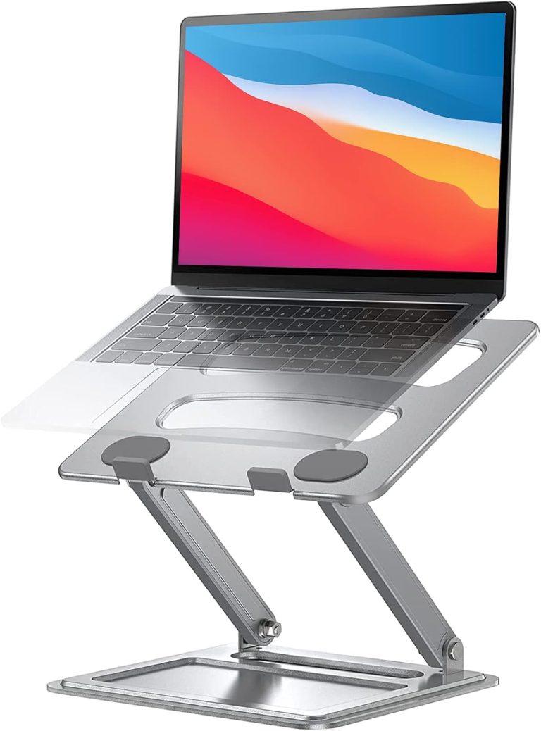 LORYERGO Adjustable Laptop Stand, Portable Riser for 17.3inch Laptops, Adjustment for Desk, Holds Up to 17.6lbs Notebook – Sliver
