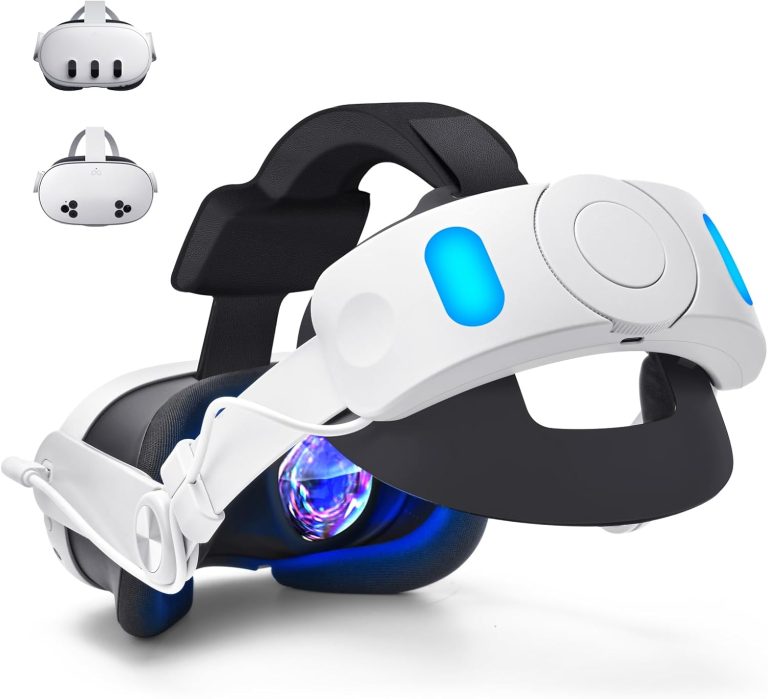 Lampelc Head Strap Accessories for Quest 3/Quest 3S, 6000mah Battery Pack Elite Strap with LED Display, RGB Lights, Headset Strap Replacement for Enhanced Playtime Comfort in VR