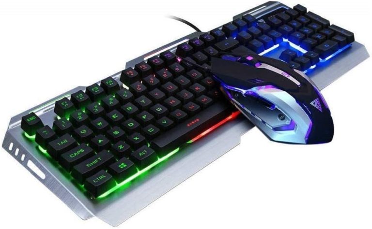 Keyboard and Mouse Combo Wired Backlit Keyboard,Colorful Mouse Keyboard Set,Lighted Gaming Keyboad,USB Gamer Keyboard Combo,Rainbow LED Keyboard Metal Panel,for Prime Xbox One PS4 PS5 Games