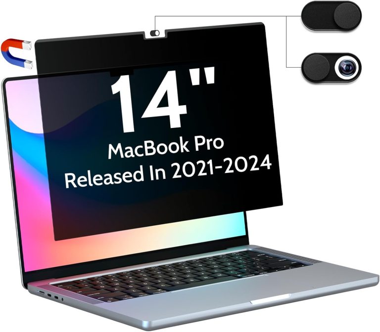 Magnetic Privacy Screen Compatible with MacBook Pro 14 Inch (2021-2024, M1, M2, M3, M4), Removable Matte Blue Light Glare Filter for Mac Pro 14.2″ Laptop Computer