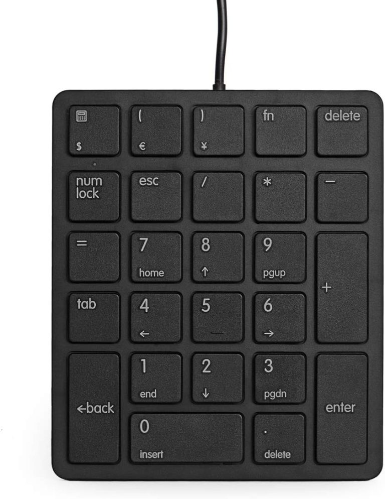 Qisan Numeric Keypad Wired Numpad Keyboard 26 Keys Mini Slim External Number Keypad for Banking, Financial Securities | Laptop Accessories | Gaming Keypad | USB Keypad | Computer Input Devices