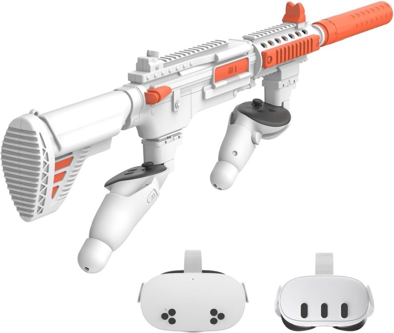 VR Handle Attachment Compatible with Meta Quest 3S, Weighted Gunstock Grip Enhance FPS Game Experience Holding Feel, VR Accessories for Oculus 3, Ideal Gift for Birthday and Christmas (Machine)