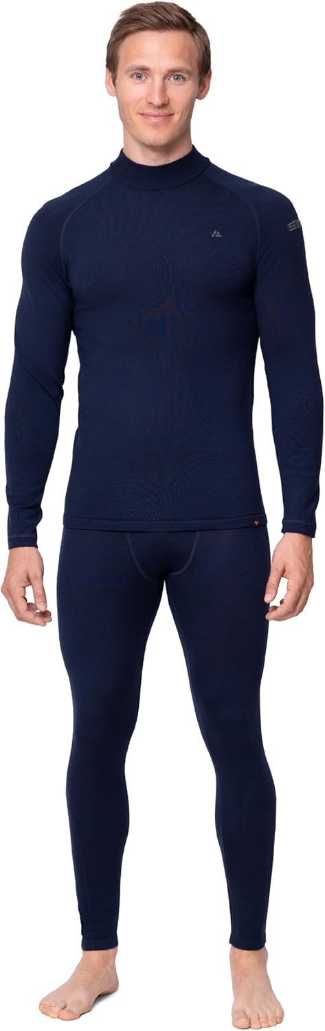 DANISH ENDURANCE Men’s Merino Thermal Underwear Set for Extreme Cold, Long Johns for Men, Mock Neck Winter Thermals