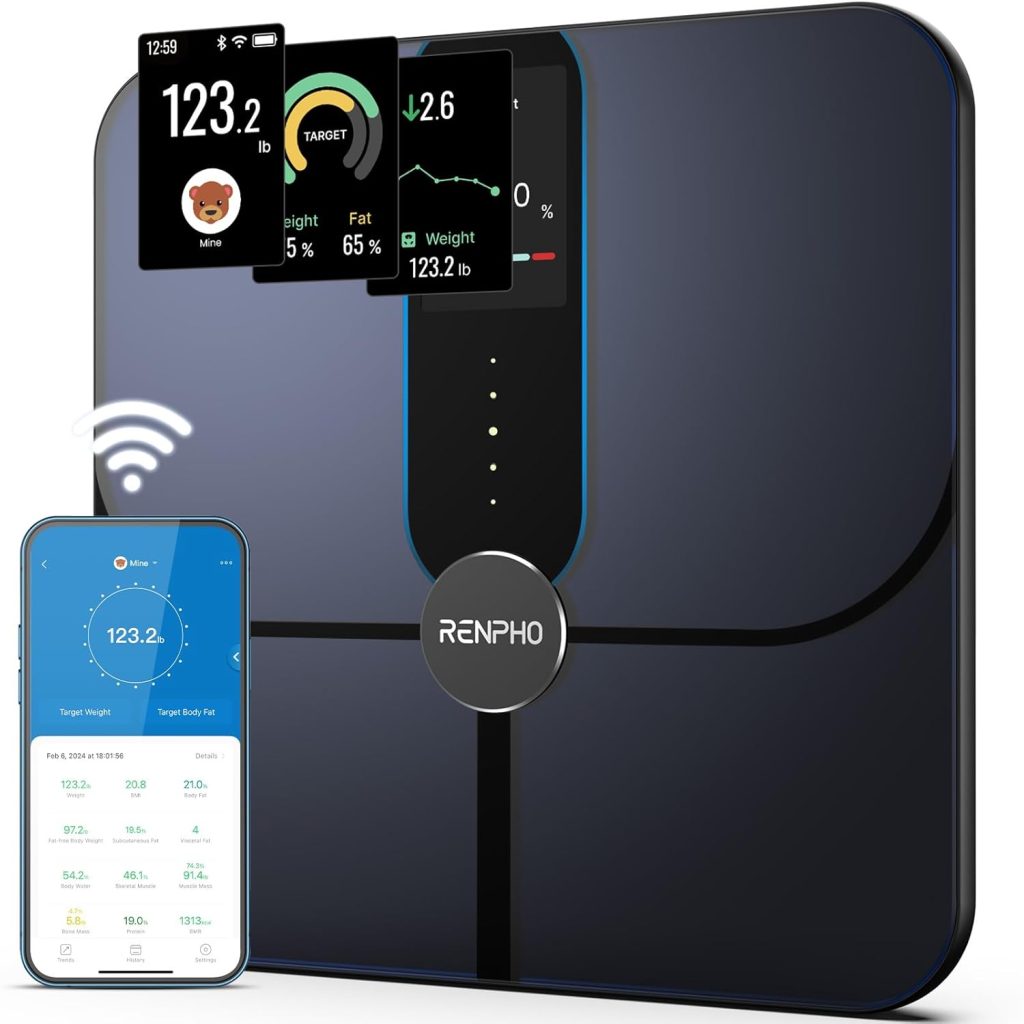 RENPHO Smart Scale, Body Fat Scale with TFT LCD, FSA HSA Eligible Scale for Body Weight with 18 Metrics, Wi-Fi Scale with BMI, Body Fat, Muscle Mass, Rechargeable, Elis Nova RENPHO Smart Scale, Body Fat Scale with TFT LCD, FSA HSA Eligible Scale for Body Weight with 18 Metrics, Wi-Fi Scale with BMI, Body Fat, Muscle Mass, Rechargeable, Elis Nova