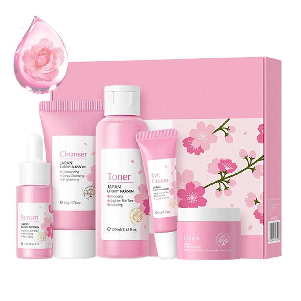Korean Skin Care Set – Sakura Skin Care Sets & Kits – Women Gift Sets with Cleanser-Toner-Serum-Face Cream-Eye Cream-Skin Care Routine Kit for Women (One Size, Cherry Blossom-Start Kit) Korean Skin Care Set – Sakura Skin Care Sets & Kits – Women Gift Sets with Cleanser-Toner-Serum-Face Cream-Eye Cream-Skin Care Routine Kit for Women (One Size, Cherry Blossom-Start Kit)