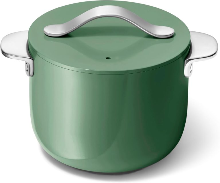 Caraway Petite Cooker – 2 Qt Ceramic Coated Pot – Free From Forever Chemicals – Perfect for Rice, Grains, or Sauces – Sage