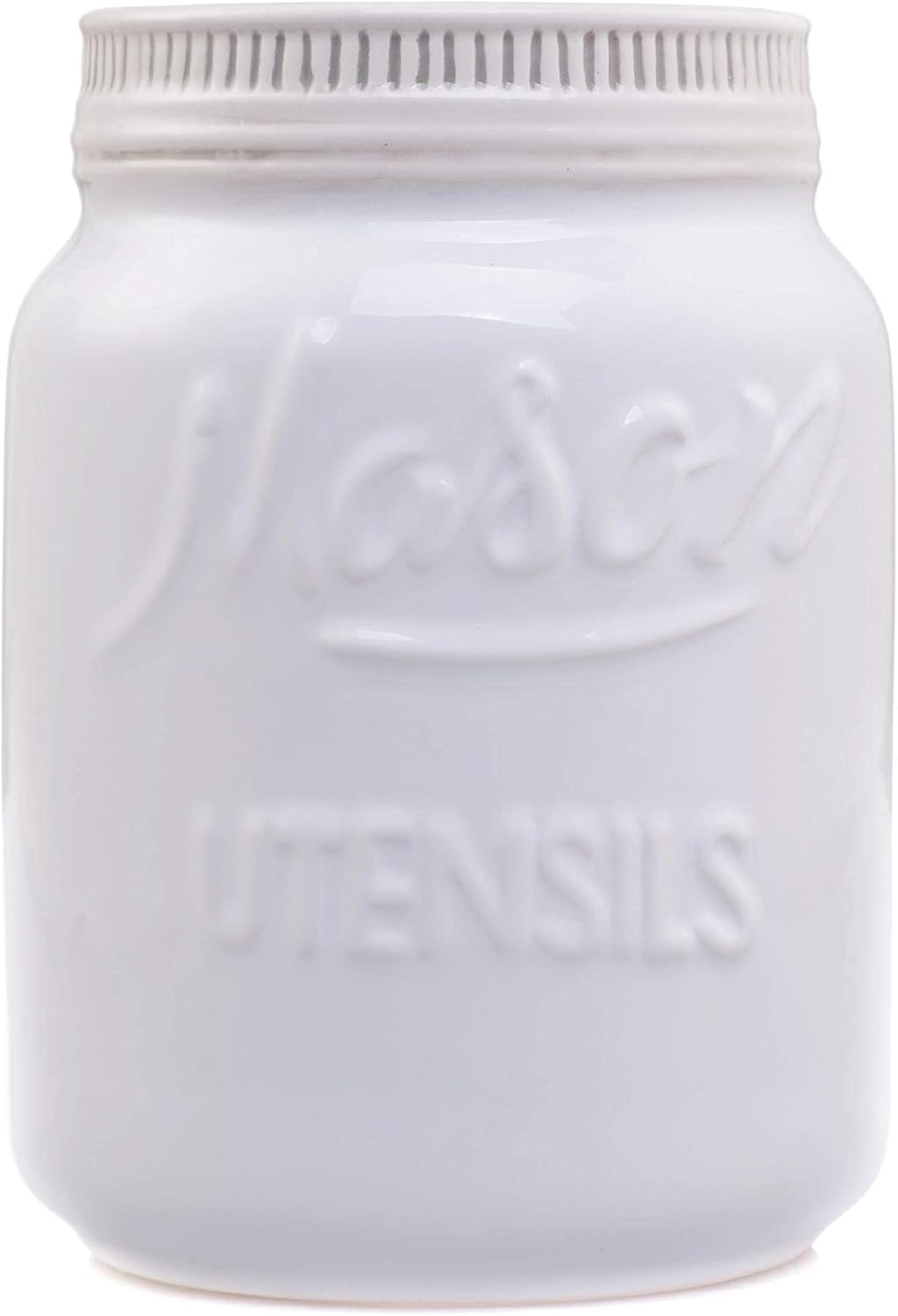 Ceramic Utensil Holder – Mason Jar Kitchen Utensil Holder for Kitchen Counter – Dishwasher & Microwave Safe Kitchen Utensil Organizer – Kitchen Decor Spoon Holder for Kitchen Counter Organizer (White) Ceramic Utensil Holder – Mason Jar Kitchen Utensil Holder for Kitchen Counter – Dishwasher & Microwave Safe Kitchen Utensil Organizer – Kitchen Decor Spoon Holder for Kitchen Counter Organizer (White)