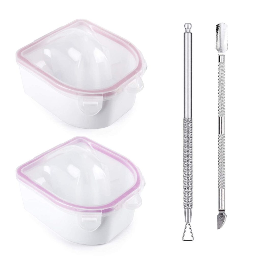 Nail Soaking Bowl, 2PCS Soak Off Gel Polish Dip Powder Remover Manicure Bowl with Triangle Cuticle Peeler and Stainless Steel Cuticle Pusher Nail Art Tool (Pink) Nail Soaking Bowl, 2PCS Soak Off Gel Polish Dip Powder Remover Manicure Bowl with Triangle Cuticle Peeler and Stainless Steel Cuticle Pusher Nail Art Tool (Pink)