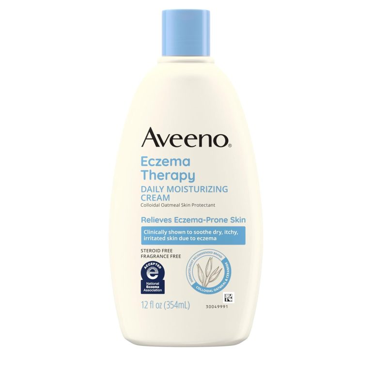 Aveeno Eczema Therapy Daily Moisturizing Body Cream for Sensitive Skin,Soothing Eczema Relief Cream,Colloidal Oatmeal & Ceramide for Dry & Itchy Skin,Steroid & Fragrance Free,12oz(Packaging May Vary)