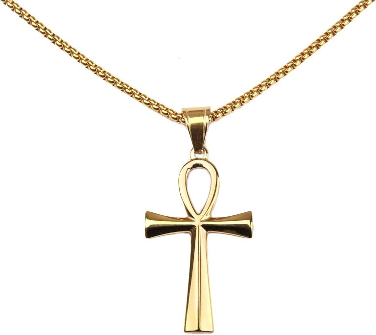 Stainless Steel Coptic Ankh Cross Religious Necklace for Women Men, With 23.6 Inch Chain
