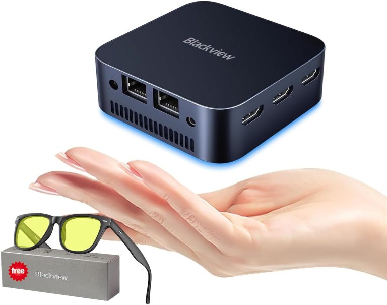 Mini PC Blackview Mini Computer MP80 Intel 11th Gen CPU N5095, 16GB RAM LPDDR5 512GB M.2 SSD, Mini Desktop Computers Micro PC Support 4K Triple Display/2.4/5G WiFi/Dual LAN/3 HDMI/3 USB Port