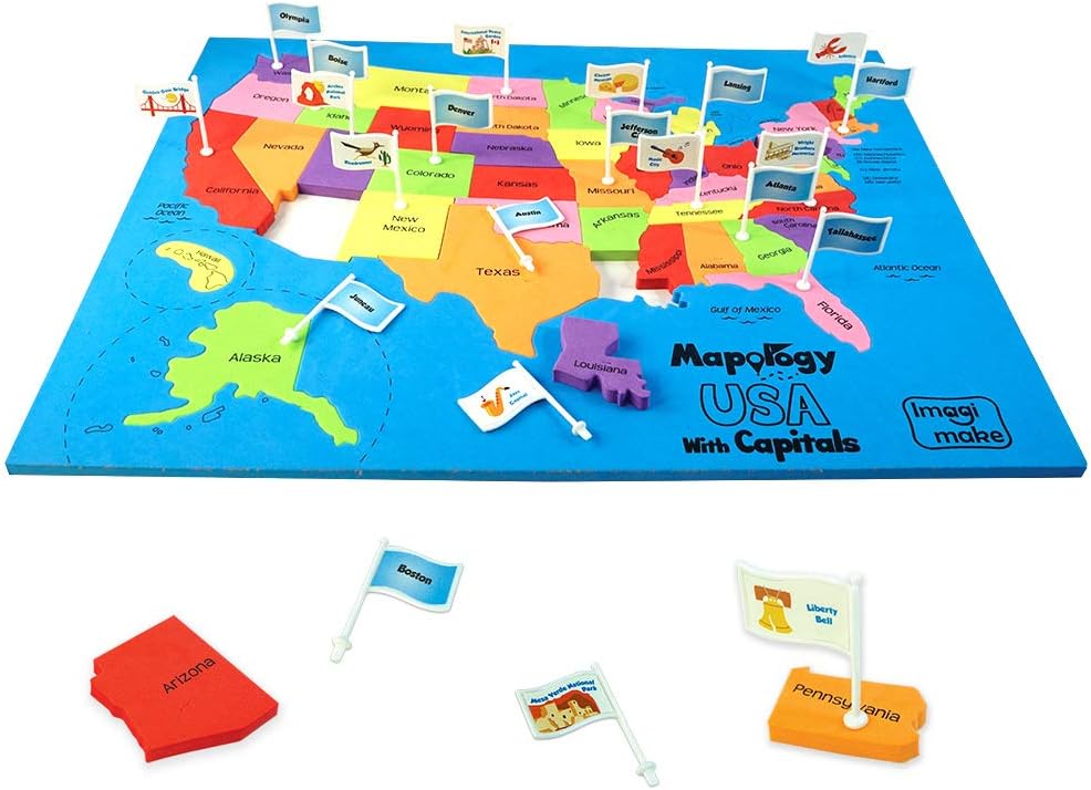 Imagimake Mapology USA Map with Capitals | Learning States and Capitals | US Geography Toys for Ages 5-7 | Jigsaw Puzzles for Kids Ages 8-10 Years | Educational Toys for Ages 8-13 Imagimake Mapology USA Map with Capitals | Learning States and Capitals | US Geography Toys for Ages 5-7 | Jigsaw Puzzles for Kids Ages 8-10 Years | Educational Toys for Ages 8-13