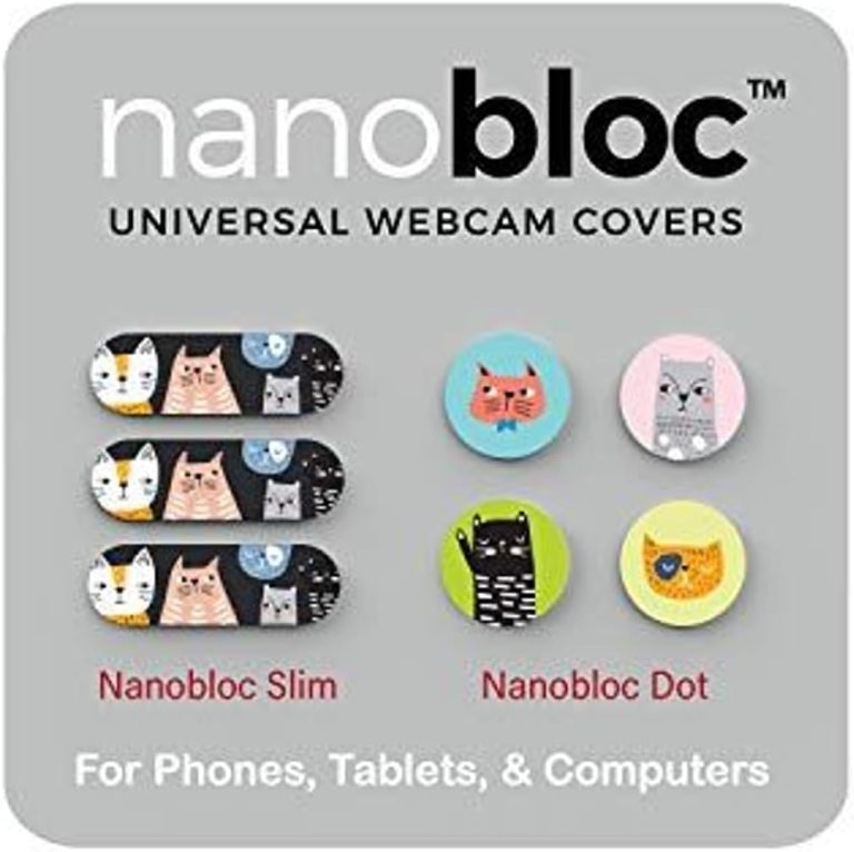 Nanobloc Universal Webcam Covers – Privacy Protection Accessory, No Residue Application – Dots and Bars, 7 Pieces – Cats