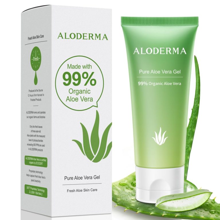 Aloderma 99% Organic Aloe Vera Gel for Face Made within 12 Hours of Harvest – Natural Hydrating Pure Aloe Vera Gel for Soothing Skincare – Moisturizing Aloe Gel for Skin, Face, & Sensitive Skin, 4oz