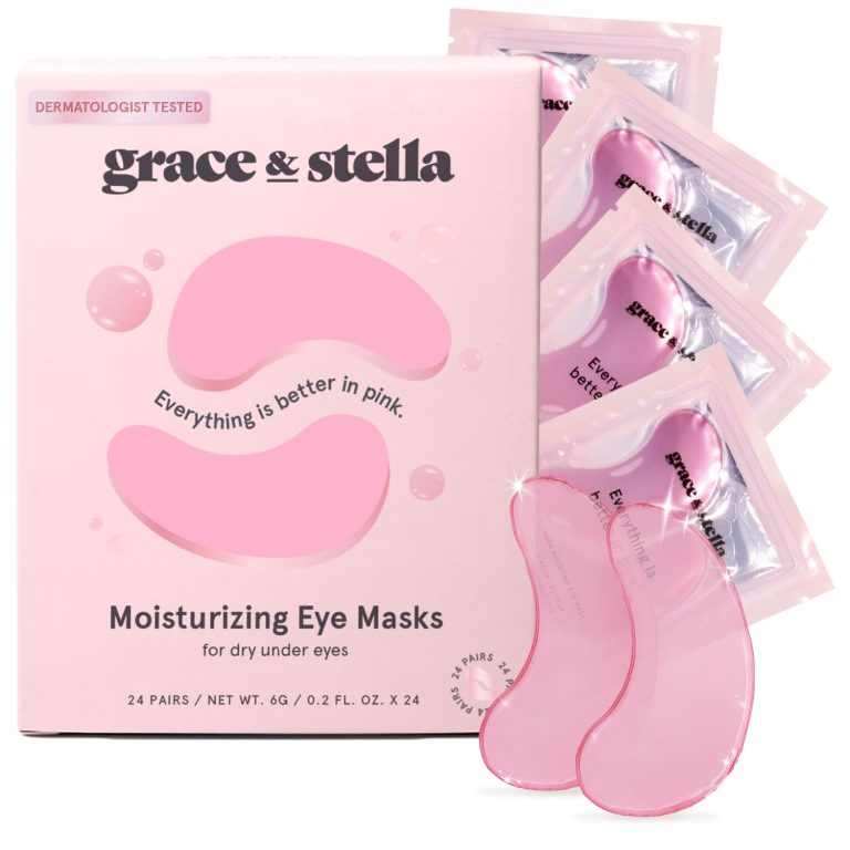 grace & stella Award Winning Under Eye Mask – Christmas Gifts for Women, Christmas Gifts for Mom – Reduce Dark Circles, Puffy Eyes, Undereye Bags, Wrinkles – Under Eye Patches – Vegan (24 Pairs, Pink)