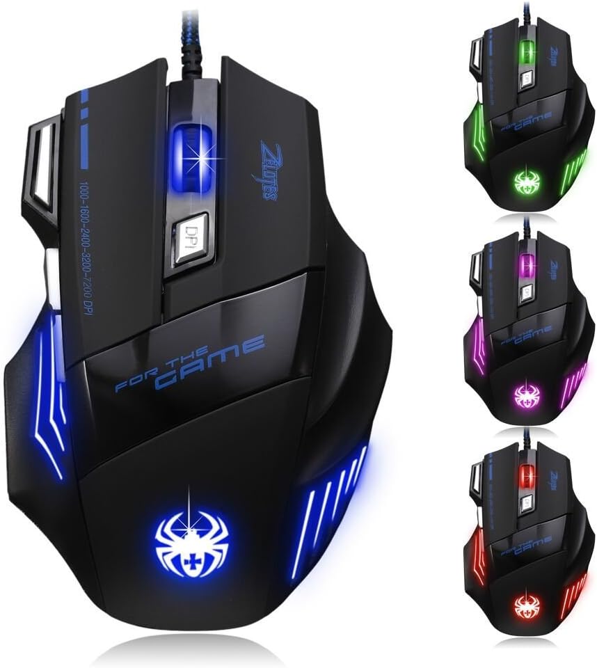 zelotes Gaming Mouse,7200 DPI USB Wired Mouse,7 Buttons, Ergonomic Optical Gaming Mice for Laptop,PC,Mac – Black zelotes Gaming Mouse,7200 DPI USB Wired Mouse,7 Buttons, Ergonomic Optical Gaming Mice for Laptop,PC,Mac – Black