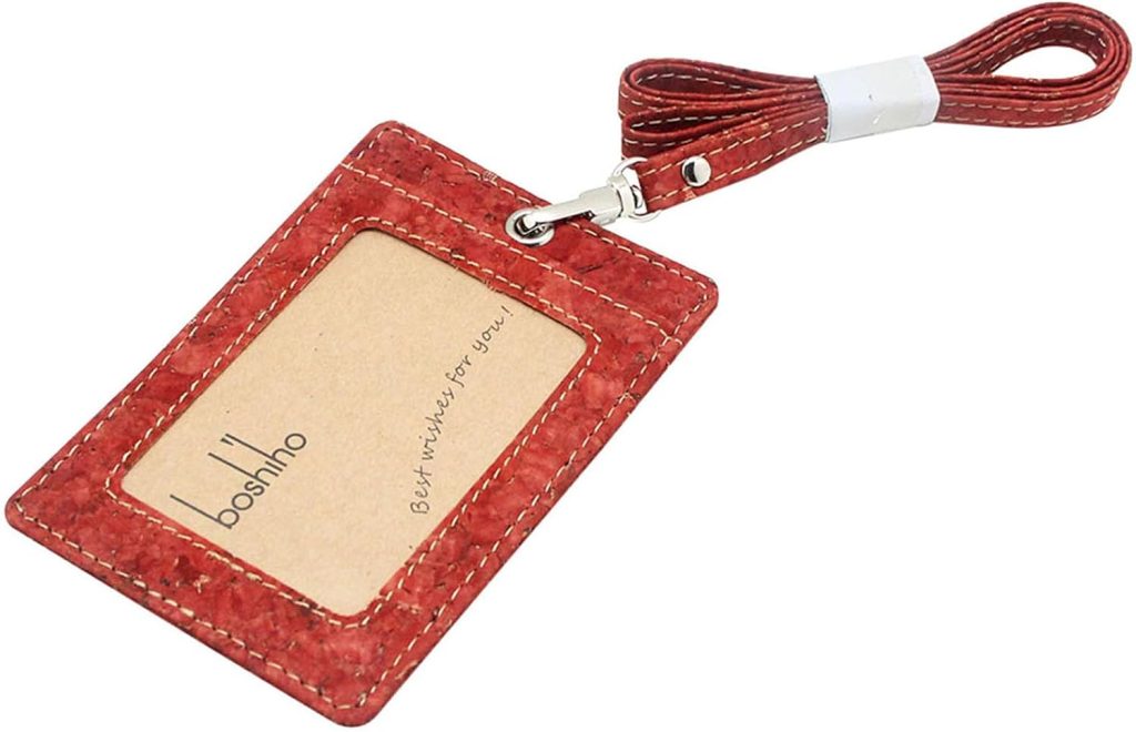 Cork Badge Holder, Boshiho Vertical Style Eco-Friendly Natural Cork Name ID Card Holder with Lanyard (Cork Red) Cork Badge Holder, Boshiho Vertical Style Eco-Friendly Natural Cork Name ID Card Holder with Lanyard (Cork Red)