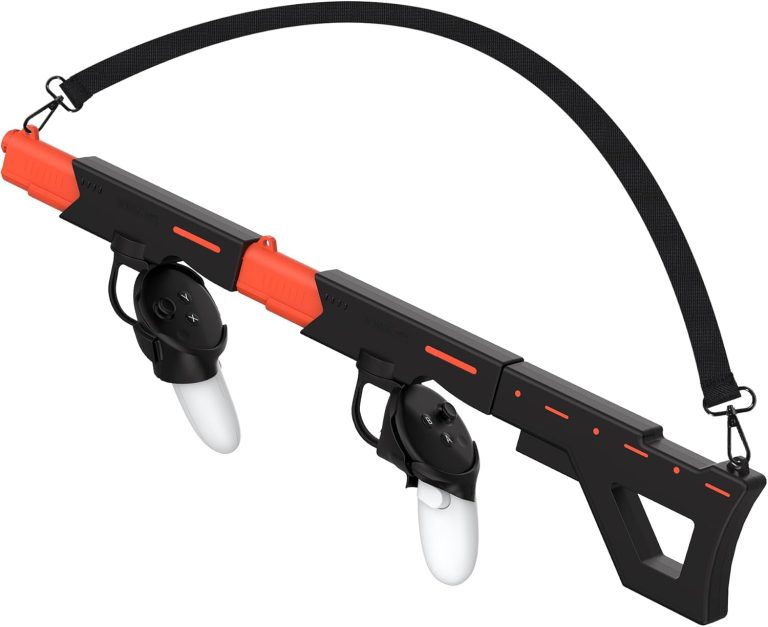 Rifle Grip VR Stock Controller Accessories for Meta Quest 3, 2 in 1 Humanized Pistol/Rifle Grip with Stock and Sling, Quick Detatched Magnetic Mount, Enhanced FPS Games Experience (Black)