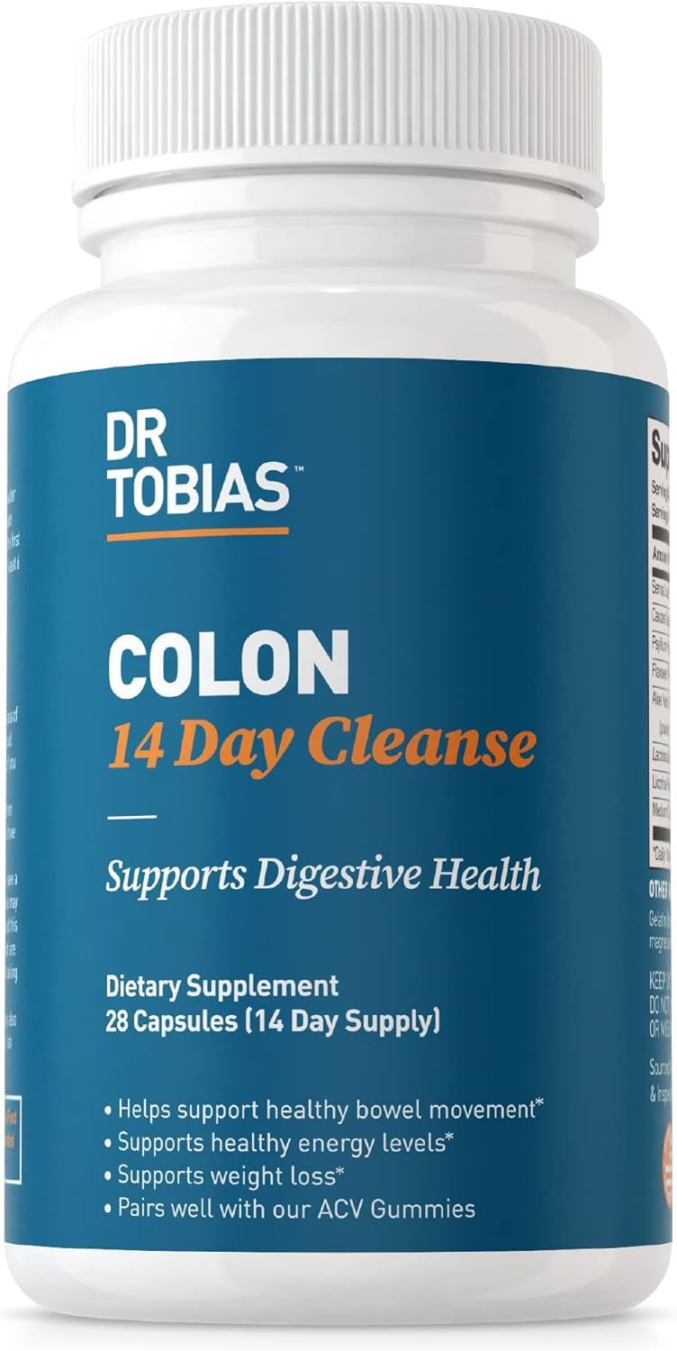 Dr. Tobias Colon 14 Day Cleanse, Advanced Gut Cleanse Detox for Women & Men with Cascara Sagrada, Psyllium Husk, Senna Leaf & Probiotics, Non-GMO Colon Cleanse, 28 Capsules 1-2 Daily Dr. Tobias Colon 14 Day Cleanse, Advanced Gut Cleanse Detox for Women & Men with Cascara Sagrada, Psyllium Husk, Senna Leaf & Probiotics, Non-GMO Colon Cleanse, 28 Capsules 1-2 Daily