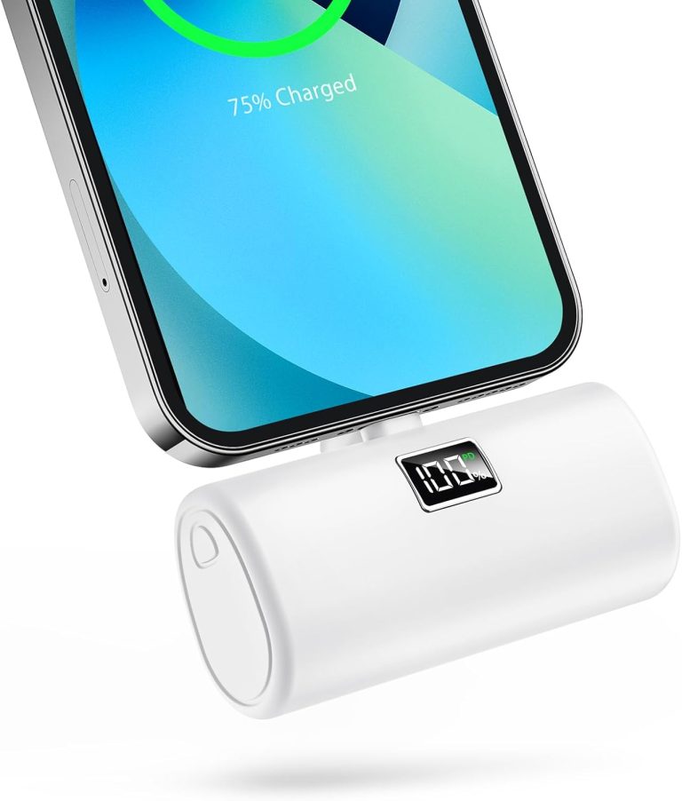 Portable Charger for iPhone, [6000mAh] Small Power Bank with LCD Display, 20W Fast Charging Mini Portable Phone Charger Battery Bank for iPhone 14/14 Pro Max/13/12/XR/8/7/6 – White