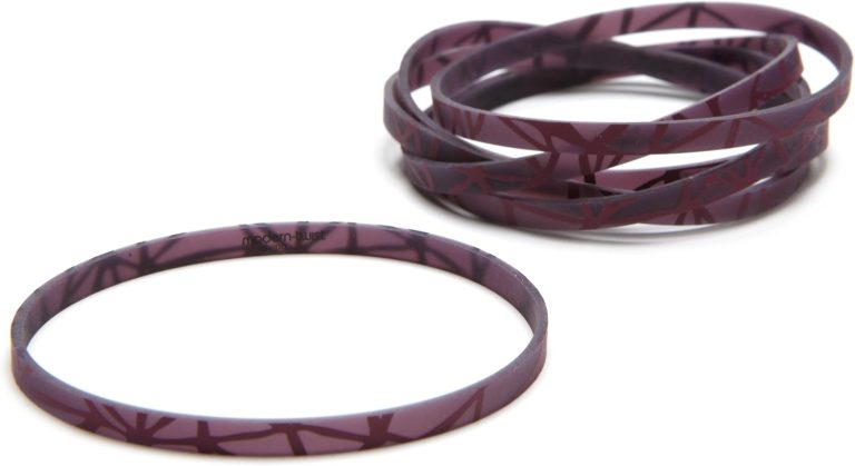 MODERN-TWIST, Strechy Silicone Link Bracelet Bands for Wrist and Hair, Set of 6, Magenta on Aubergine