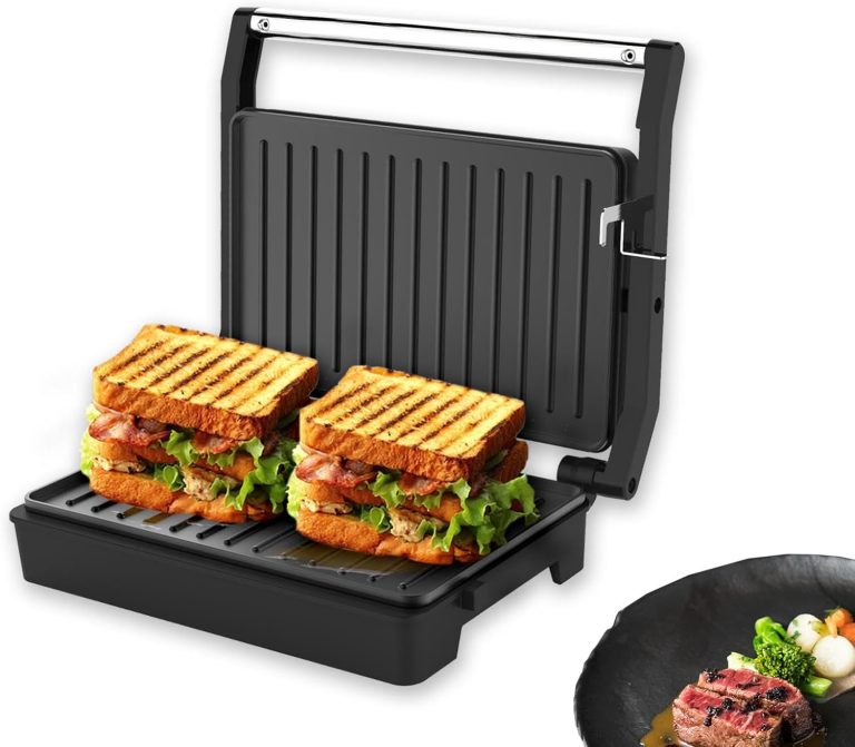 Panini Press,Sandwich Press,Pnini Grill,Electric Indoor Grill,Perfect for Grilling Sandwich,Steak,Burger,Panini,Sausage,Non-Stick, Auto Temperature, 2 Slice, Mini Size