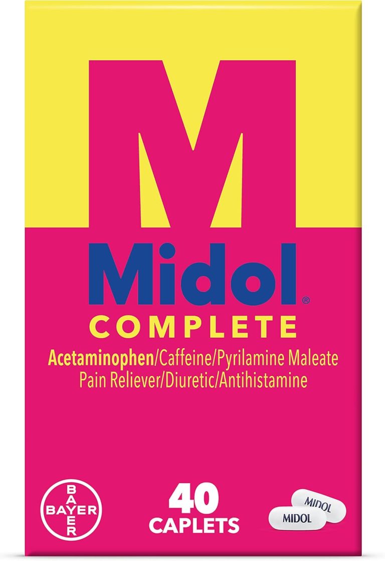 Midol Complete Menstrual Pain Relief Caplets, 40 Count – Provides Cramp, Headache, and Bloating Relief