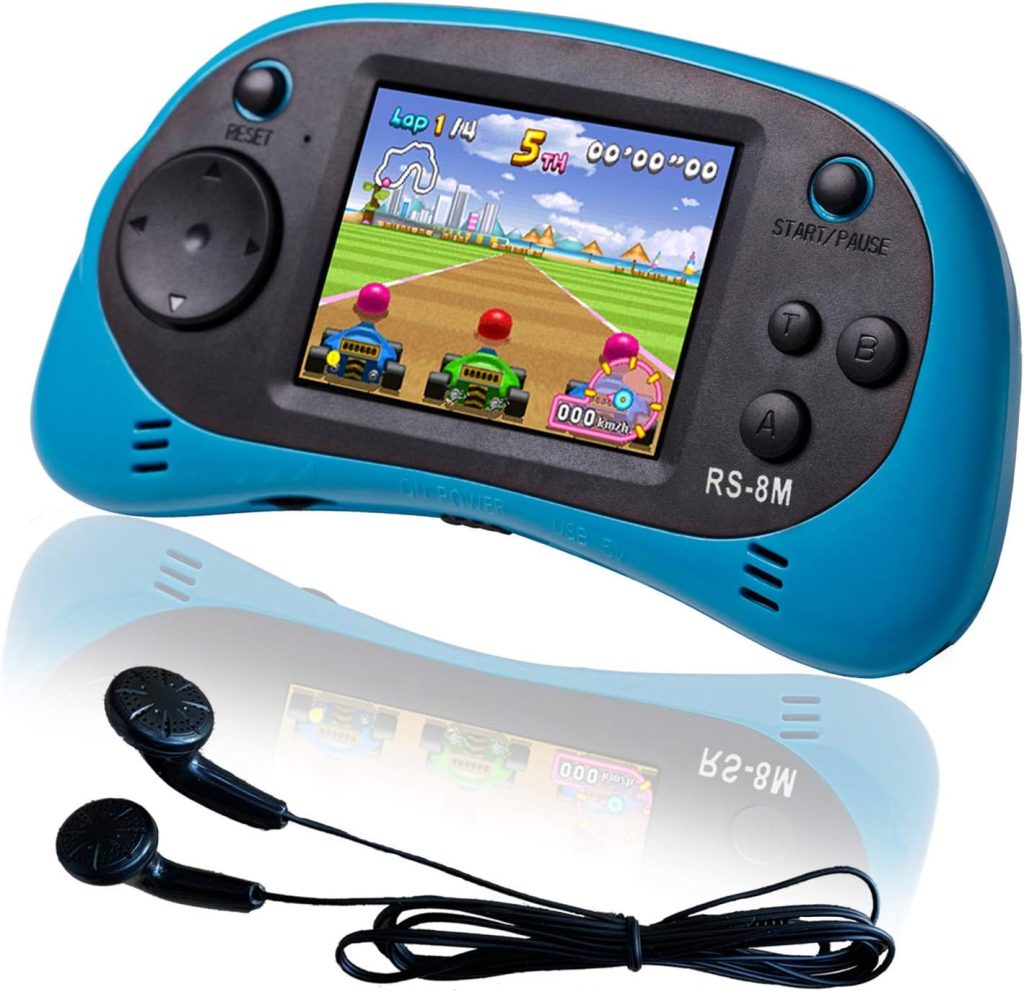 EASEGMER 16 Bit Kids Handheld Games Built-in 220 HD Video Games, 2.5 Inch Portable Game Player with Headphones – Best Travel Electronic Toys for Toddlers Age 3-10 Years Old Children (Blue) EASEGMER 16 Bit Kids Handheld Games Built-in 220 HD Video Games, 2.5 Inch Portable Game Player with Headphones – Best Travel Electronic Toys for Toddlers Age 3-10 Years Old Children (Blue)
