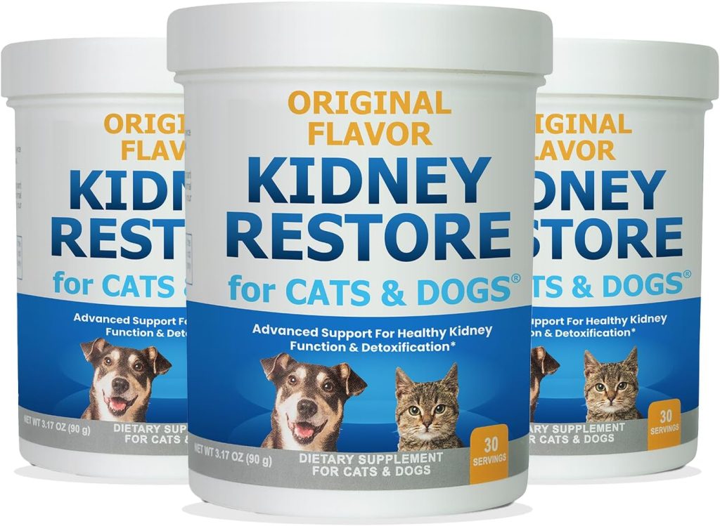 Kidney Restore 3 Pack Cats & Dogs to Support Normal Kidney Function, Creatinine, Pet Renal Kidney Health Supplement Felines Canines Kidney Restore 3 Pack Cats & Dogs to Support Normal Kidney Function, Creatinine, Pet Renal Kidney Health Supplement Felines Canines