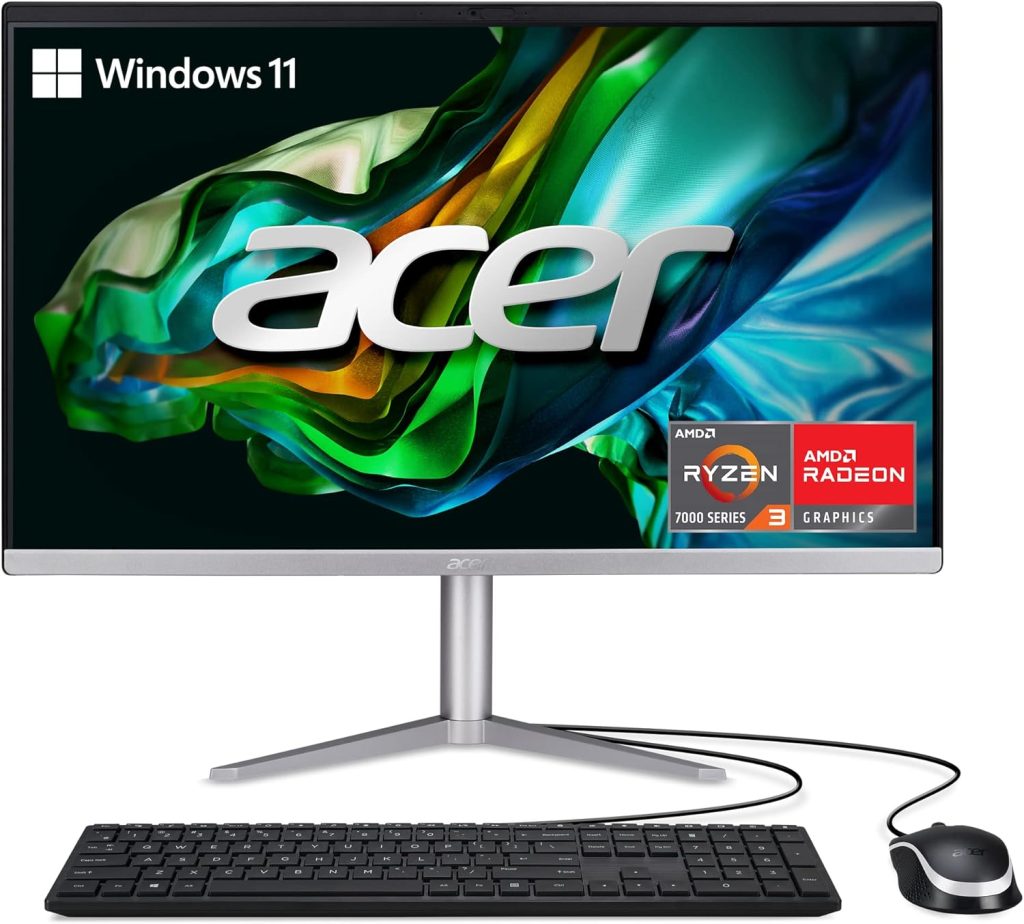 Acer Aspire C24-1300-UR31 AIO Desktop | 23.8″ Full HD IPS Display | AMD Ryzen 3 7320U Quad-Core Processor | AMD Radeon 610M Graphics | 8GB LPDDR5 | 512GB PCIe SSD | Wi-Fi 6E | Windows 11 Home,Black Acer Aspire C24-1300-UR31 AIO Desktop | 23.8″ Full HD IPS Display | AMD Ryzen 3 7320U Quad-Core Processor | AMD Radeon 610M Graphics | 8GB LPDDR5 | 512GB PCIe SSD | Wi-Fi 6E | Windows 11 Home,Black