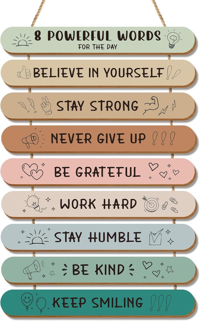 Inspirational Wall Art Decor – Positive Affirmations Wooden Wall Decor, 9 Pcs Motivational Wall Decor for Office, Wall Plaque Decor for Classroom